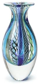 Vaso Mini Alto Hippie Azul e Verde Murano Cristais Cadoro