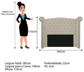 Kit Cabeceira e Calçadeira Veneza 140 cm Casal Suede Bege - ADJ Decor