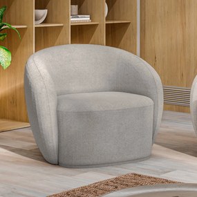 Kit 2 Poltronas Decorativas Sala de Estar Íbis Encosto Fixo Bouclê Cinza G33 - Gran Belo