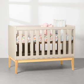 Berço Mini Cama Theo com Pés Square Natural - Areia