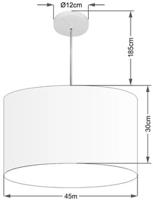 Lustre Pendente Cilíndrico Vivare Md-4257 Cúpula em Tecido 45x30cm - Bivolt