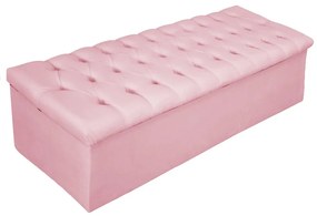 Recamier Baú Estofada Mel 160 cm Queen Size Com Capitonê Suede Rosa Bebê - ADJ Decor