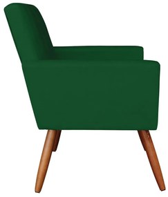 Kit 02 Poltronas com 01 Puff Larissa Suede Pés Palito Castanho D'Rossi - Verde
