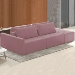 Sofá Ilha Modular com Puff para Sala Living 232cm Georgia Z08 Veludo R