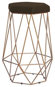 Banqueta Decorativa Rubel Base Gold Suede Marrom G41 - Gran Belo