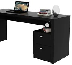 Mesa Para Escritório 2 Gavetas ME4129 Preto - Tecno Mobili