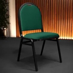 Kit 2 Cadeiras Hoteleiras Auditório Empilhável Linho Z33 Verde - Mpoze