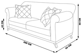 Sofá Decorativo 200cm 3 Lugares com 4 Almofadas Armstrong Veludo Lilás G63 - Gran Belo