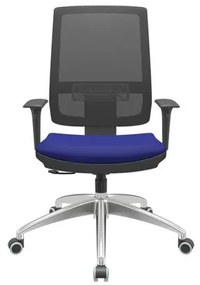 Cadeira Office Brizza Tela Preta Assento Aero Azul RelaxPlax Base Aluminio 120cm - 63817 Sun House