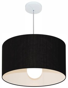 Lustre Pendente Cilíndrico Md-4069 Cúpula em Tecido 50x30cm Preto - Bivolt