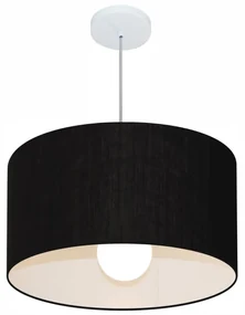 Lustre Pendente Cilíndrico Md-4069 Cúpula em Tecido 50x30cm Preto - Bivolt