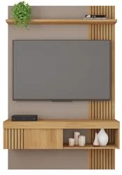 Painel para TV 45 Pol com Bancada Suspensa 120cm Jade Buriti/Fendi - C