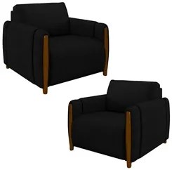 Kit 2 Poltronas Decorativas para Sala de Estar 98cm Amaranto M22 Velud