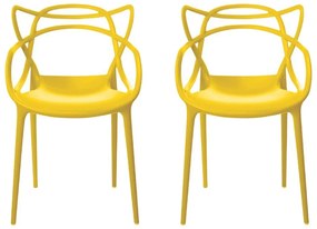 Kit 2 Cadeiras Decorativas Sala e Cozinha Feliti (PP) Amarela G56 - Gran Belo