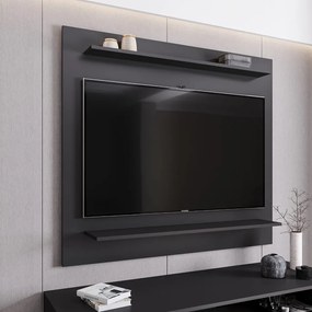 Painel para TV Suspenso 50 Pol 120cm 2 Prateleiras Mercy M12 - Preto