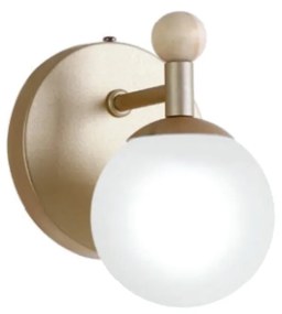 Arandela Detalhe Madeira 12X18X14Cm Metal E Globo Ø10Cm 01Xg9 | Old Ar... (BRANCO / DOURADO BRILHO, FOSCO (BRANCO))