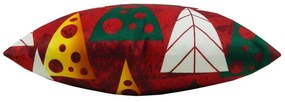 Capa de Almofada Natalina de Suede em Tons Vermelho 45x45cm - Árvores Coloridas - Somente Capa