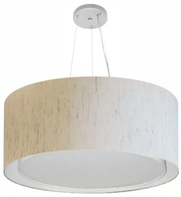 Lustre Pendente Cilíndrico Duplo Vivare Md-4303 Cúpula em Tecido 70x30cm - Bivolt