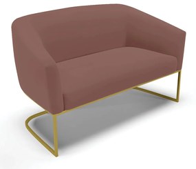 Sofá 2 Lugares Namoradeira Industrial Dourado Stella Veludo D03 - D'Rossi - Rose