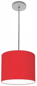 Luminária Pendente Vivare Free Lux Md-4106 Cúpula em Tecido - Vermelho - Canopla cinza e fio transparente
