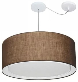 Lustre Pendente Cilíndrico Com Desvio de Centro Vivare Md-4318 Cúpula em Tecido 60x30cm - Bivolt