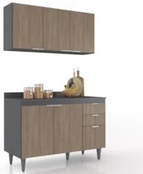 Armário de Cozinha Com Tampo CP01 120cm Pérola Grafite/Freijó Z34 - Mp