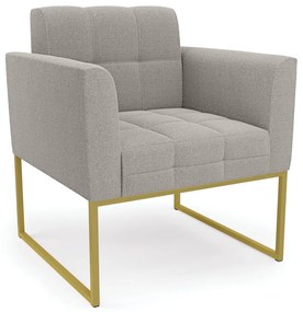 Poltrona Sala de Estar Industrial Dourado Elisa Bouclê Cinza D03 - D'Rossi