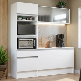 Armário de Cozinha Compacta 180cm Branco Topazio Madesa 86 Cor:Branco