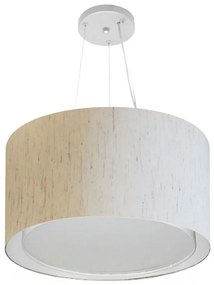 Lustre Pendente Cilíndrico Duplo Md-4299 Cúpula em Tecido 45x30cm Linho Bege - Bivolt