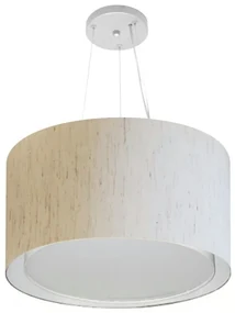 Lustre Pendente Cilíndrico Duplo Md-4299 Cúpula em Tecido 45x30cm Linho Bege - Bivolt