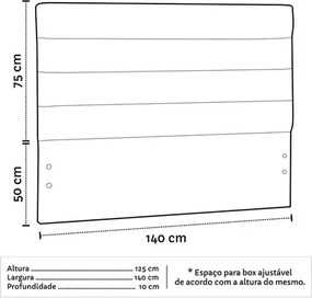 Cabeceira Cama Box Casal 140cm Greta Corano Preto e 2 Criados Amêndoa - Mpozenato