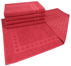 Jogo com 5 toalhas de piso com Antiderrapante Vermelha