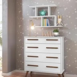 Prateleira Decorativa Infantil 2 Nichos Mimo Q01 Branco - Mpozenato