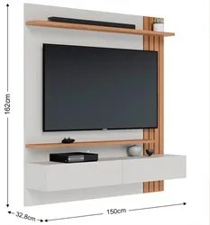 Painel Home Suspenso para TV 65 Pol. 150cm Buriti C05 Off White Matte/
