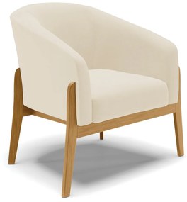 Poltrona Decorativa Base de Madeira Stella Linho D03 - D'Rossi - A19 Bege