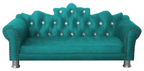 Mini Divã Sofá Realeza Cama Pet para Cães ou Gatos Elegante Suede Azul Tiffany