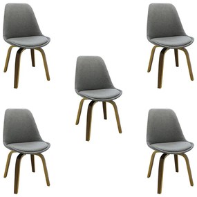 Kit 5 Cadeiras Decorativas Sala e Escritório SoftLine Linho Cinza G56 - Gran Belo