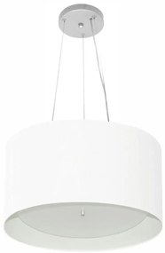 Lustre Pendente Cilíndrico Md-4319 Cúpula em Tecido 40x25cm Branco / Branco - Bivolt