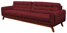 Sofá 4 Lugares Sala de Estar Eros 260 cm Veludo Vinho Base Fixa G15 - Gran Belo