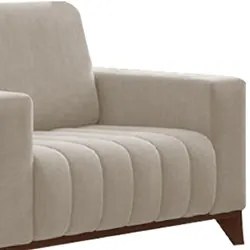 Sofá 3 Lugares 232cm e 02 Poltronas Montez M22 Veludo Bege   - Mpozena