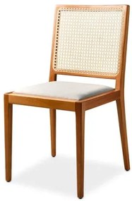 Cadeira Cecilia Linho Branco e Tela Sextavada Natural com Estrutura Mel - 74130 Sun House