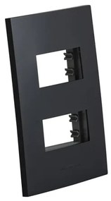 Placa 4x2 Com Suporte Para 2 Modulos Distanciados Preto Ebano