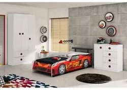 Cama Carro Infantil Sport Car M08 Branco/Preto/Vermelho - Mpozenato