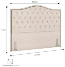 Cabeceira Cama Box Casal King 195cm Siena P02 Linho Bege Cru - Mpozena