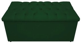 Recamier Baú Estofada Mel 90 cm Solteiro Com Capitonê  Suede Verde - ADJ Decor