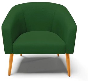 Kit 02 Poltronas Stella Corano Nozes com Veludo Verde Luxo A136 Pés Palito Castanho - D'Rossi