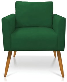 Poltrona Aline Suede Verde Pés Palito Castanho - D'Rossi