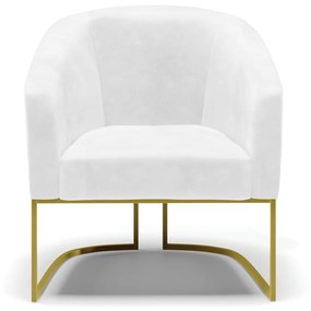 Kit 02 Poltronas Stella Corano Base Metálica Industrial Dourado - D'Rossi - Branco