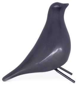 Escultura Pássaro Pomba Cerâmica para Escritório Preto 15 cm F04 - D'Rossi