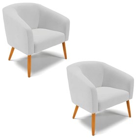 Poltrona Decorativa Pé Palito Castanho kit 2 Stella Linho D03 - D'Rossi - A05 Cinza Claro